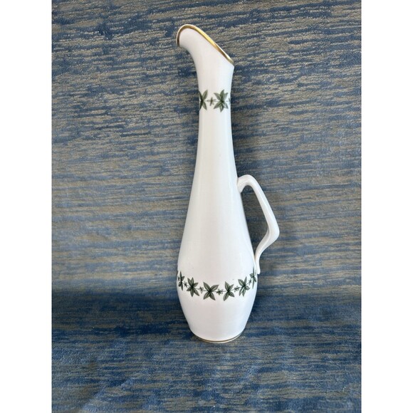 VTG Spode Provence Y7843  White Bone China Oil Bottle Pourer Green Gold Accent - Picture 1 of 6